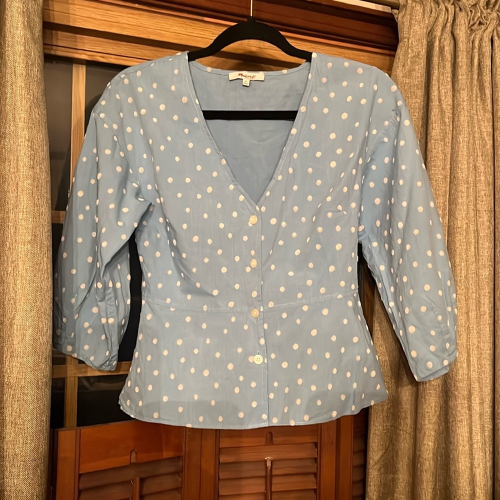 Madewell V-Neck CottonTop Size 00 ptop 18in waist 14 length 22in